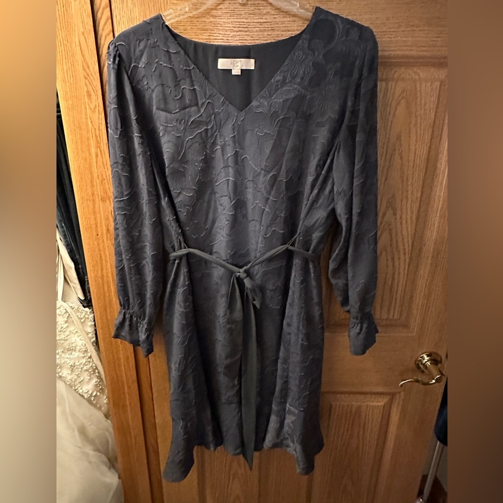 LOFT Dark Gray Textured Dress